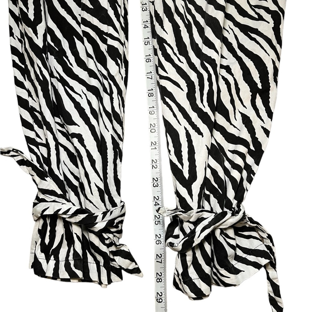 K TOO High Waisted 100% Cotton Black & White Animal Print Pants Size: Large - Picture 6 of 10